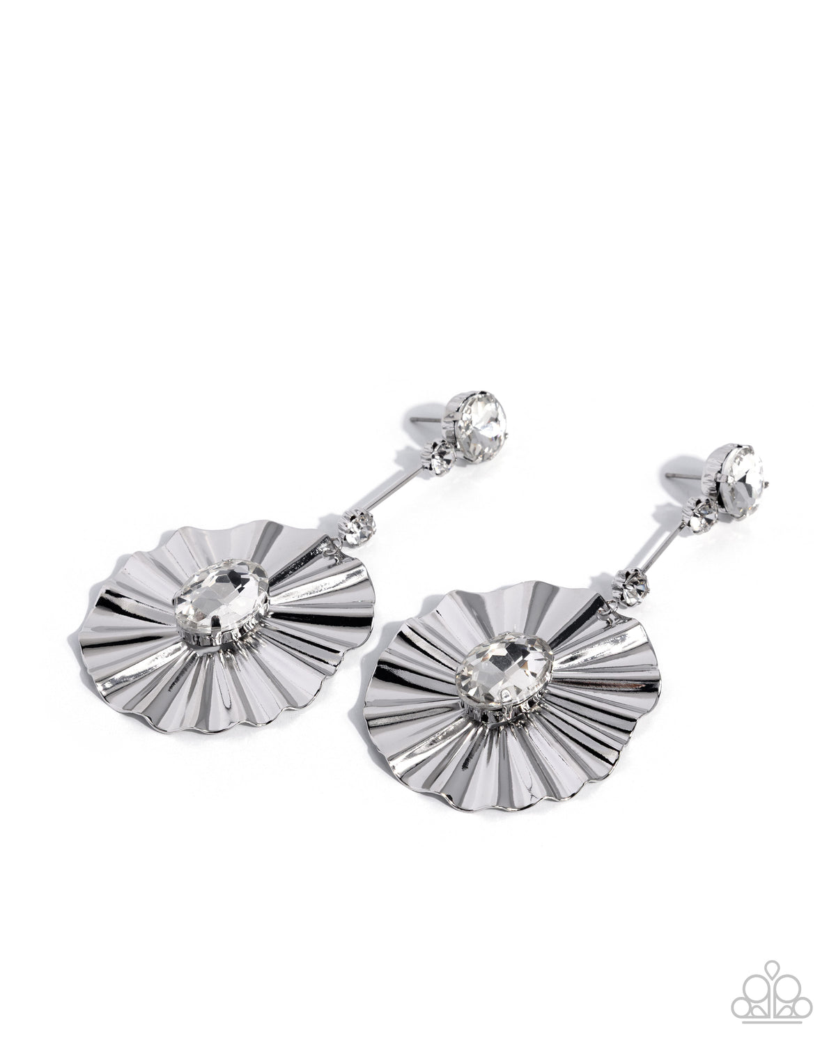 Crimped Champion - white - Paparazzi earrings