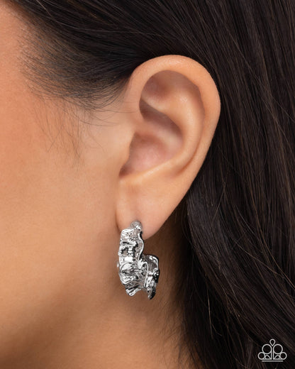 Crimped Cohort - silver - Paparazzi earrings