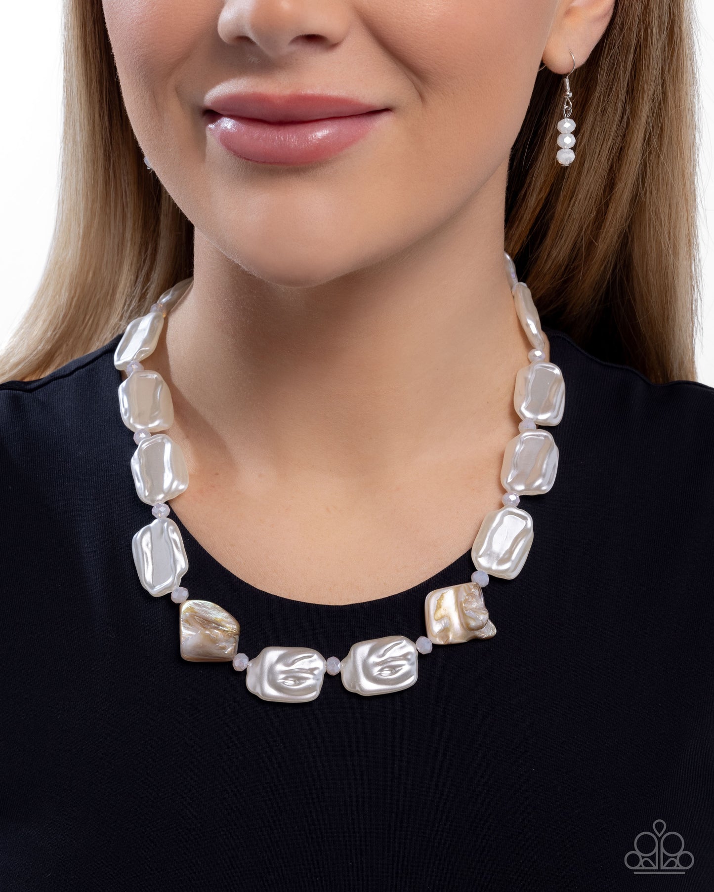 Crimped Collage - white - Paparazzi necklace