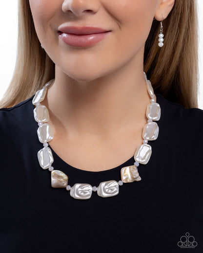 Crimped Collage - white - Paparazzi necklace