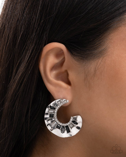 Crimped Color - black - Paparazzi earrings