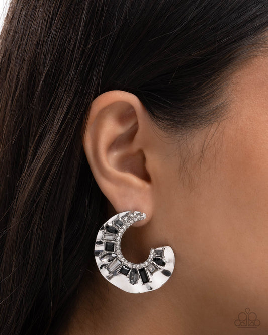 Crimped Color - black - Paparazzi earrings