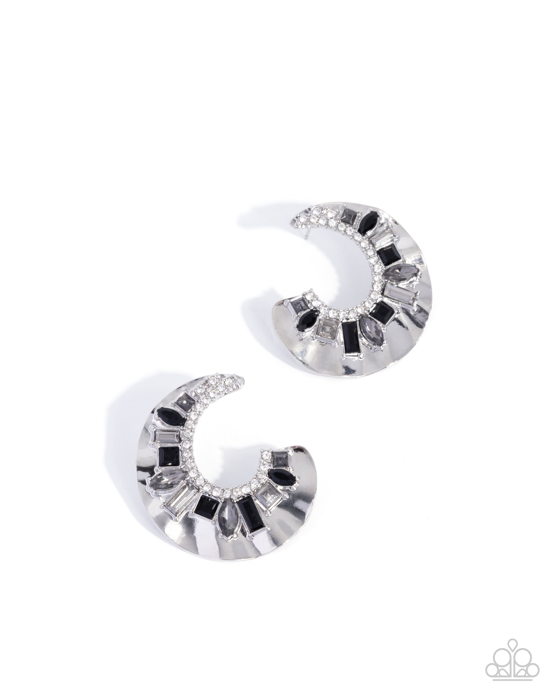 Crimped Color - black - Paparazzi earrings