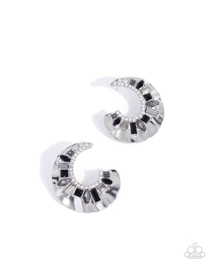 Crimped Color - black - Paparazzi earrings