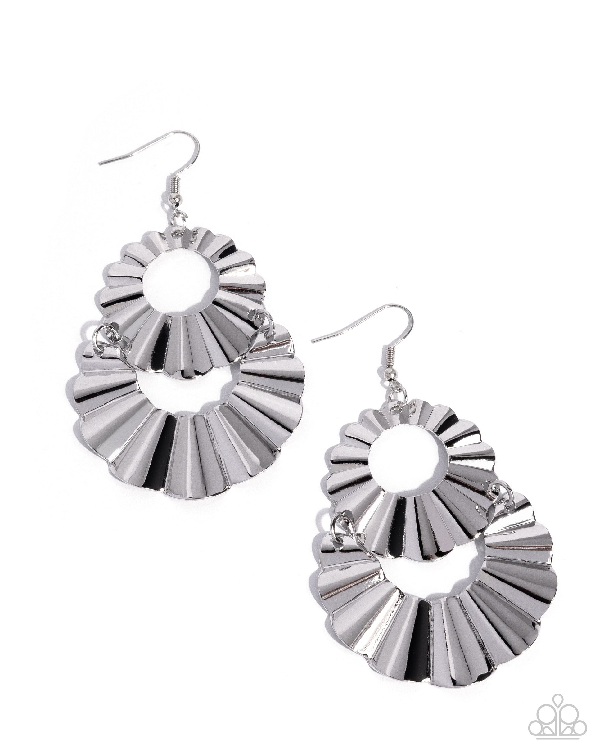 Crimped Consistency - silver - Paparazzi earrings
