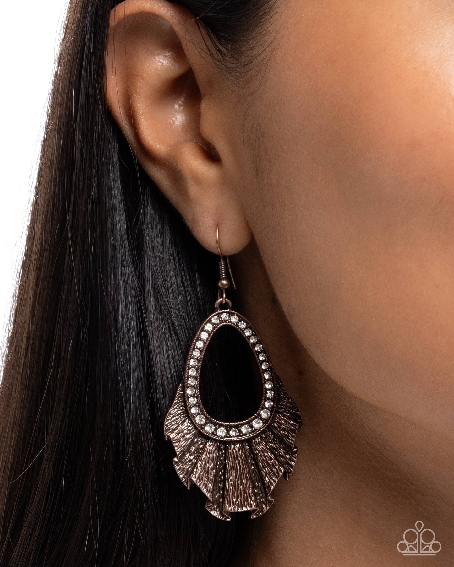 Crimped Coworker - copper - Paparazzi earrings