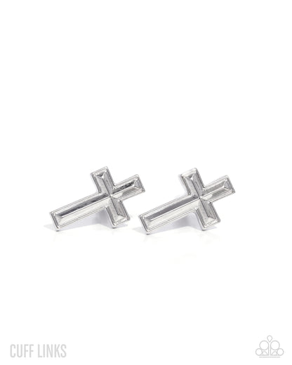 Crowning Cuff Links - silver - Paparazzi MENS cufflinks