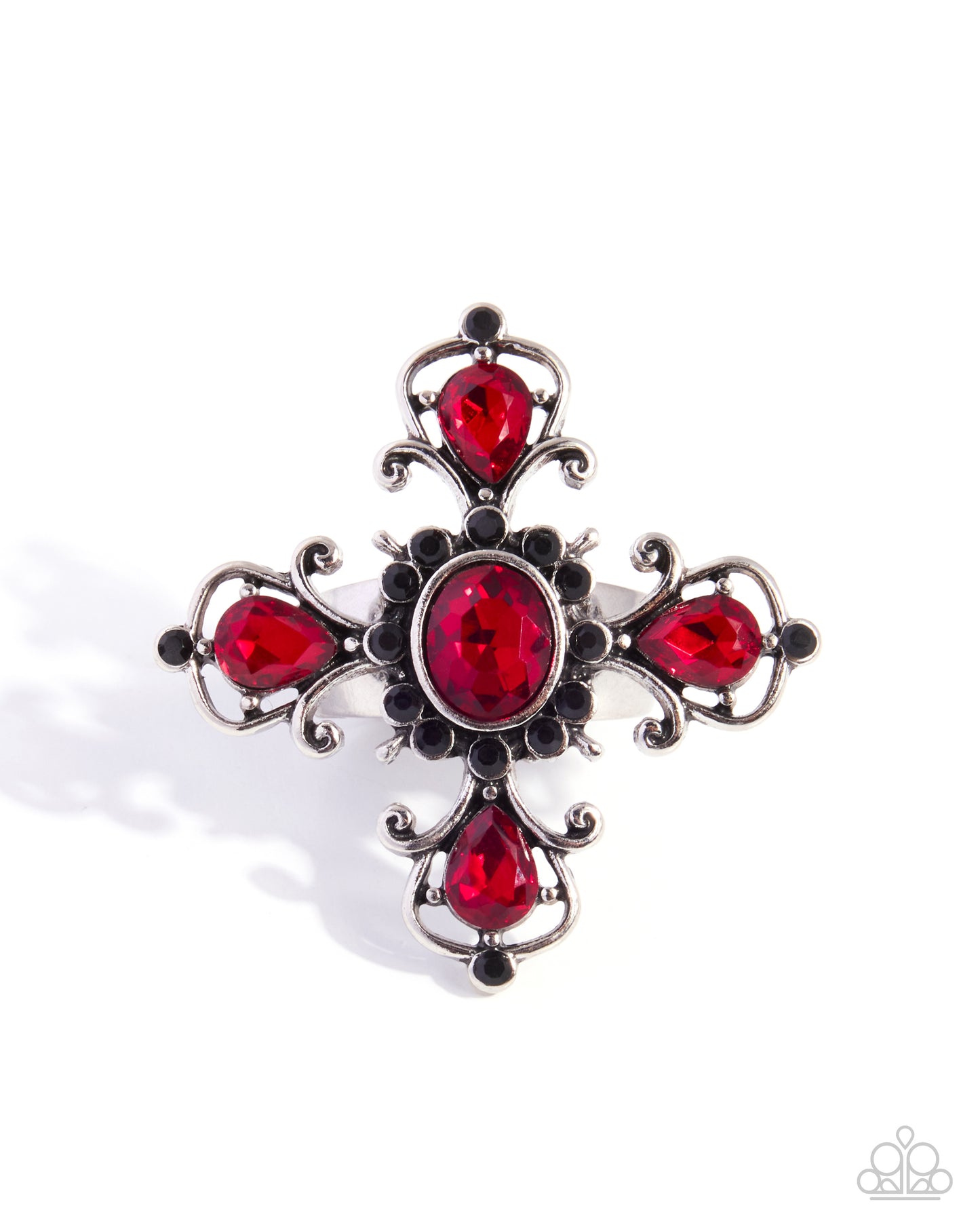 Curly Cross - red - Paparazzi ring