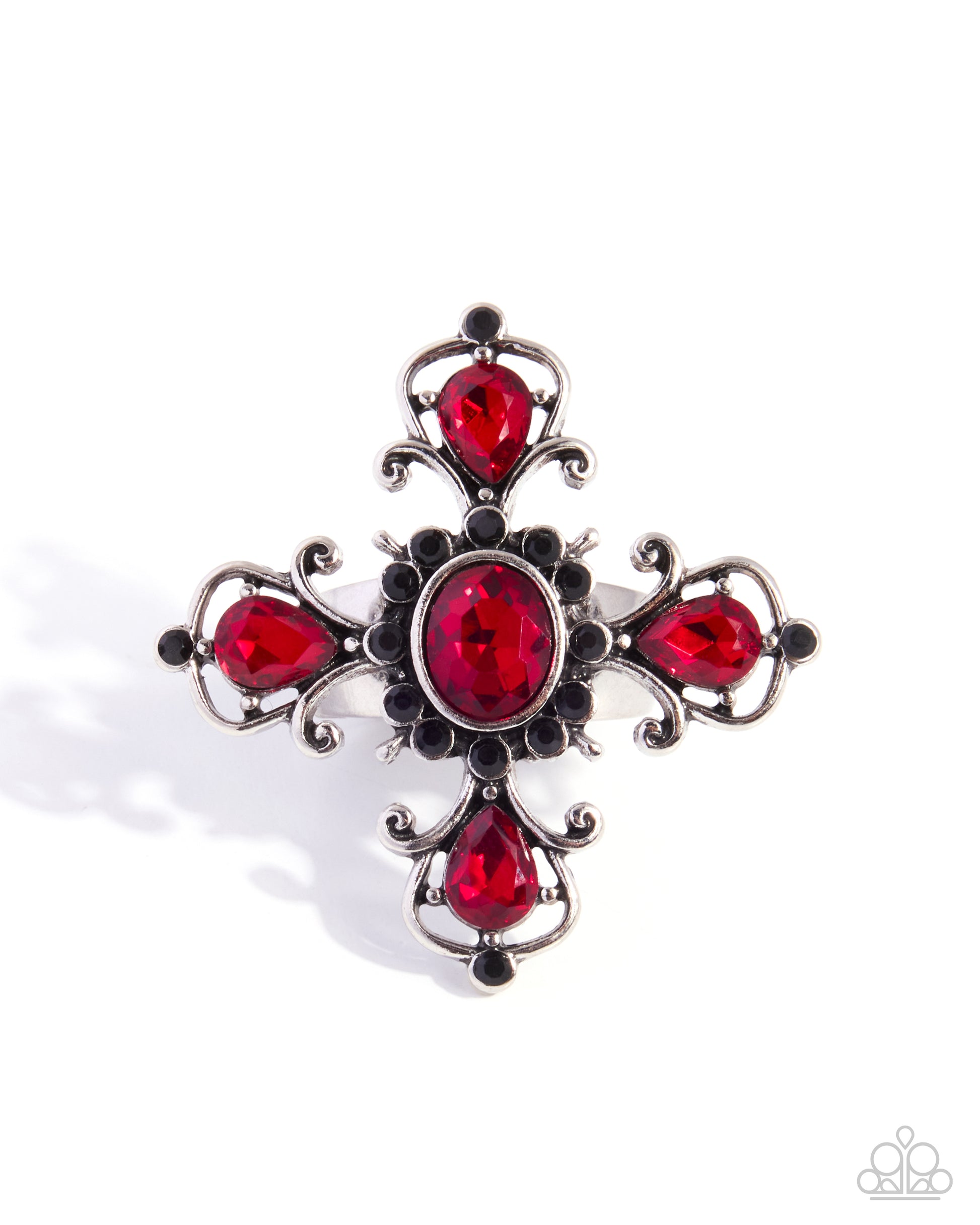 Curly Cross - red - Paparazzi ring