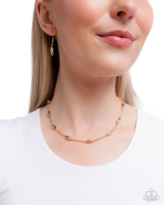 Cylindrical Chic - gold - Paparazzi necklace