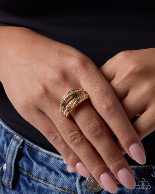 Dabbling in Dazzle - gold - Paparazzi ring