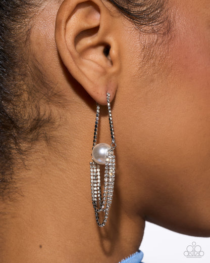 Dainty Direction - white - Paparazzi earrings