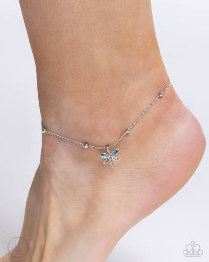 Dainty Dragonfly - blue - Paparazzi anklet