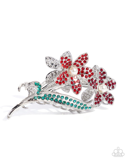 Dainty Duo - red - Paparazzi hair clip