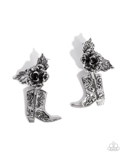 Dancing Boots - silver - Paparazzi earrings