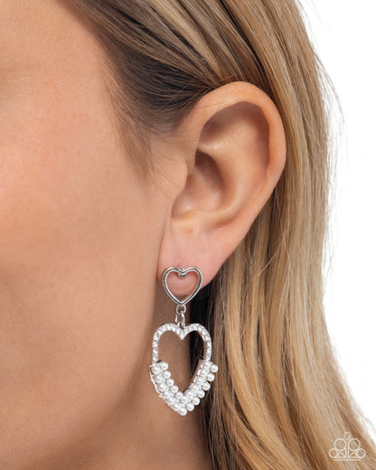 Dangling Damsel - white - Paparazzi earrings