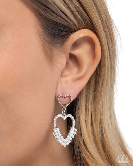 Dangling Damsel - white - Paparazzi earrings