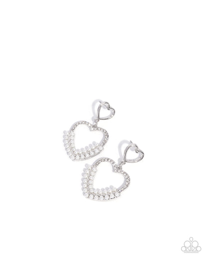 Dangling Damsel - white - Paparazzi earrings