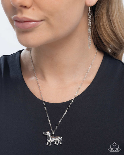 Darling Dachshund - silver - Paparazzi necklace