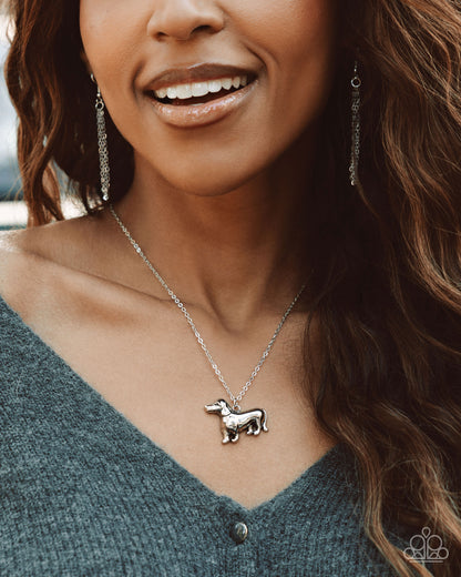 Darling Dachshund - silver - Paparazzi necklace