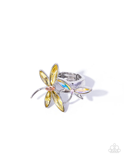 Darling Dragonfly - yellow - Paparazzi ring