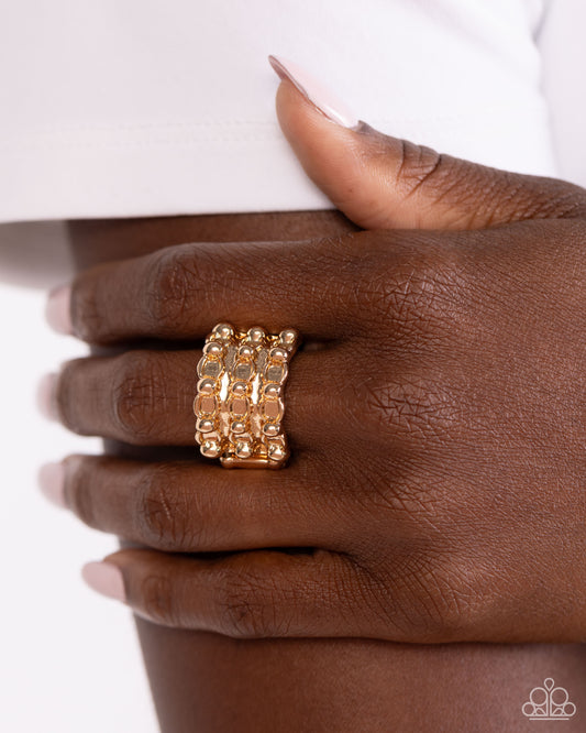 Dauntless Demeanor - gold - Paparazzi ring