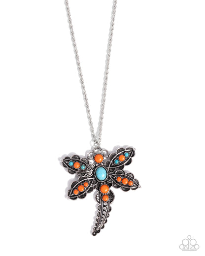Dauntless Dragonfly - orange - Paparazzi necklace