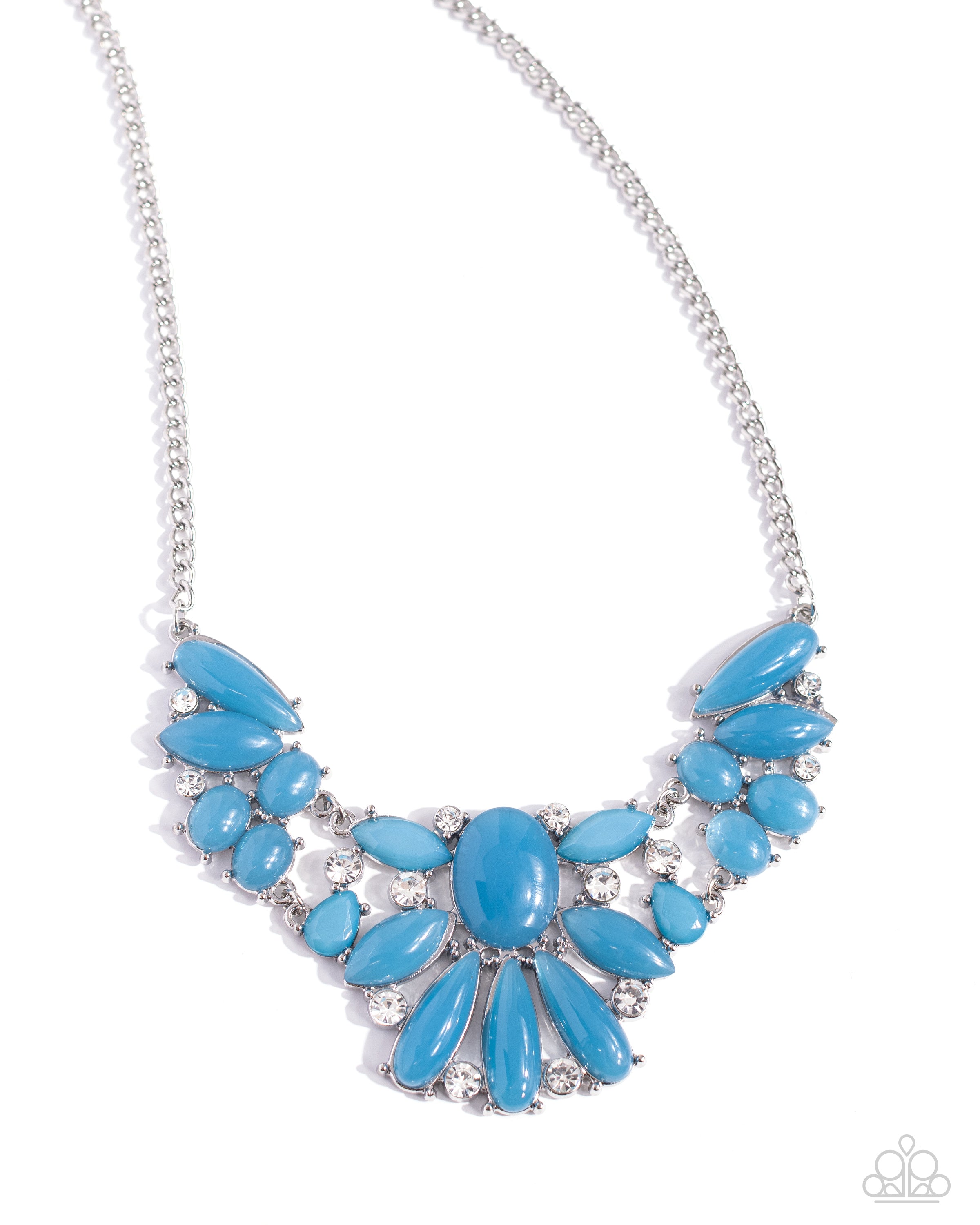 Glass Pearl & Blue Jewel Bridal Statement Necklace – Kimono Dragon NYC