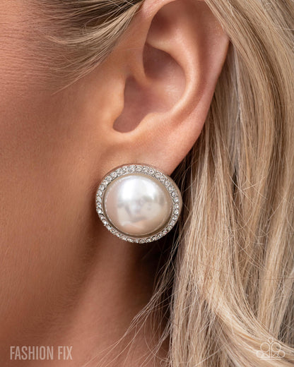 Dazzling Duplicate - white - Paparazzi earrings