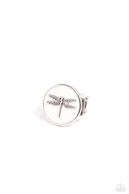 Debonair Dragonfly - white - Paparazzi ring