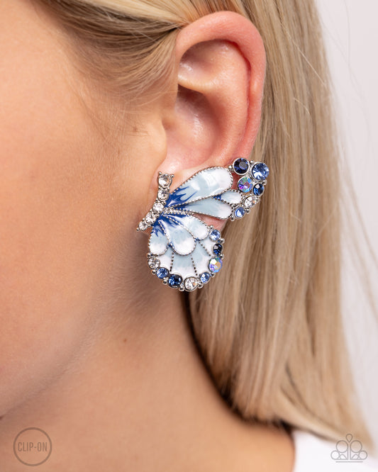 Decadent Descent - blue - Paparazzi CLIP ON earrings