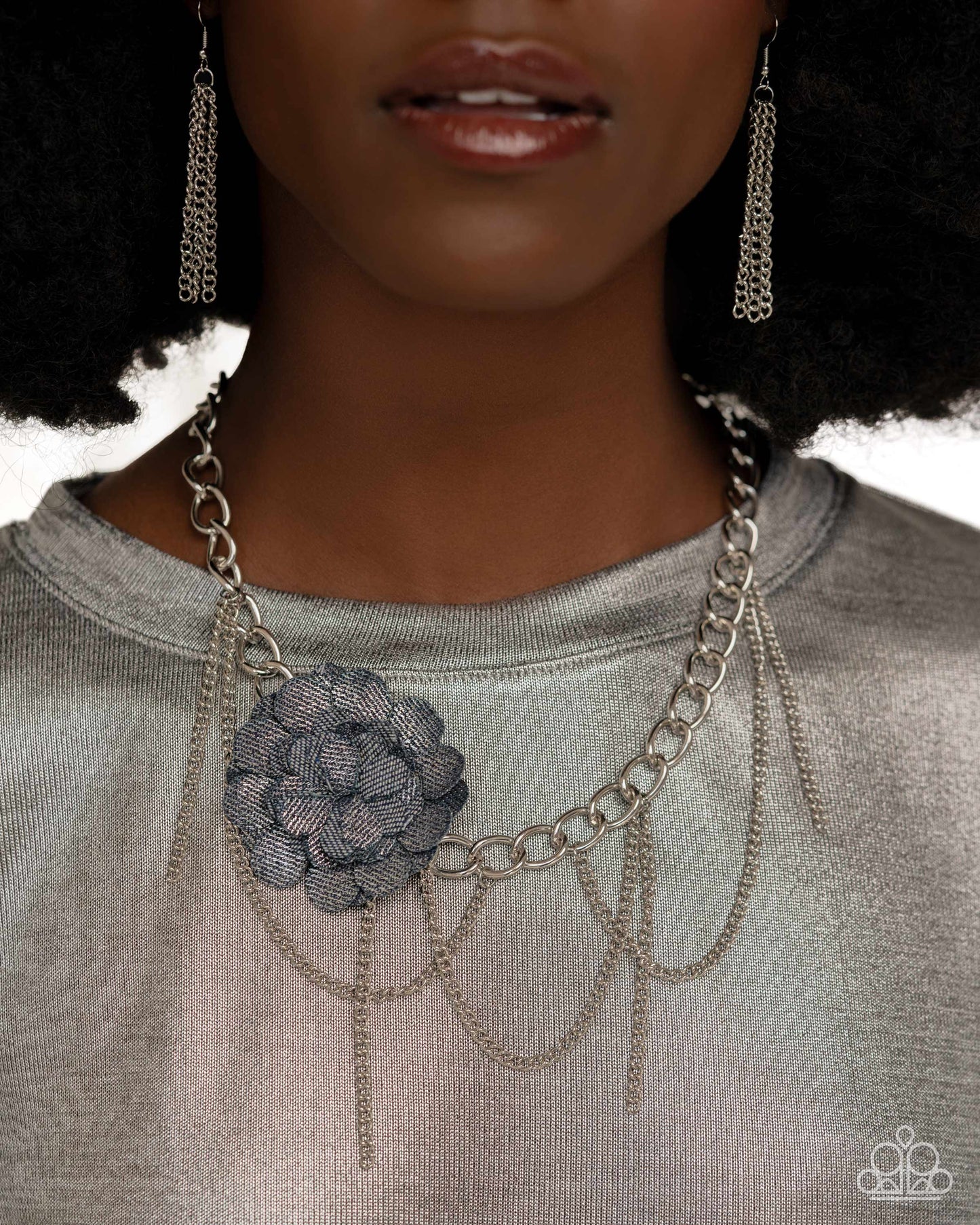 Deconstructed Denim - blue - Paparazzi necklace