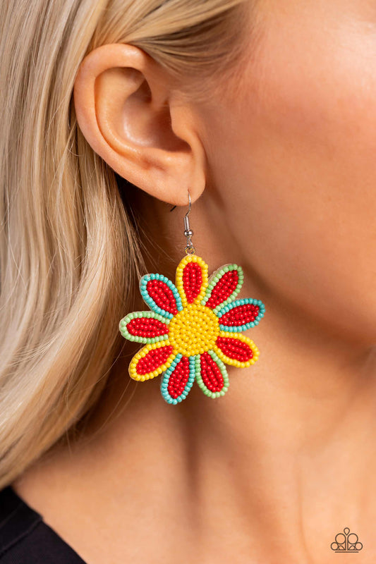 Decorated Daisies - red - Paparazzi earrings