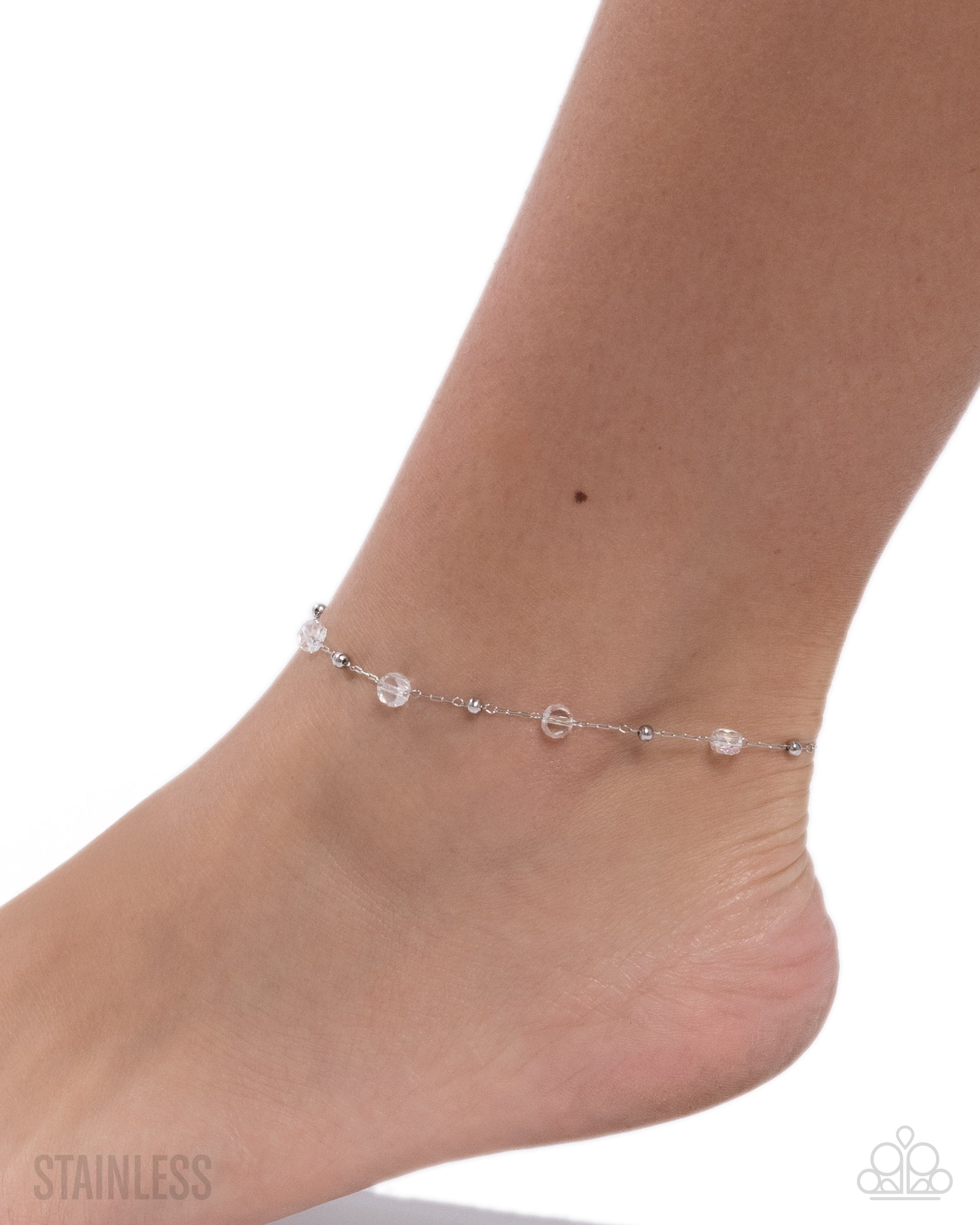 Defaced Dedication - white - Paparazzi anklet