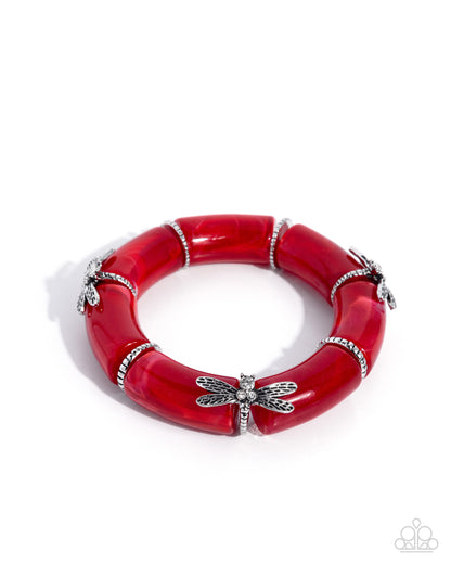 Delicate Dragonfly - red - Paparazzi bracelet