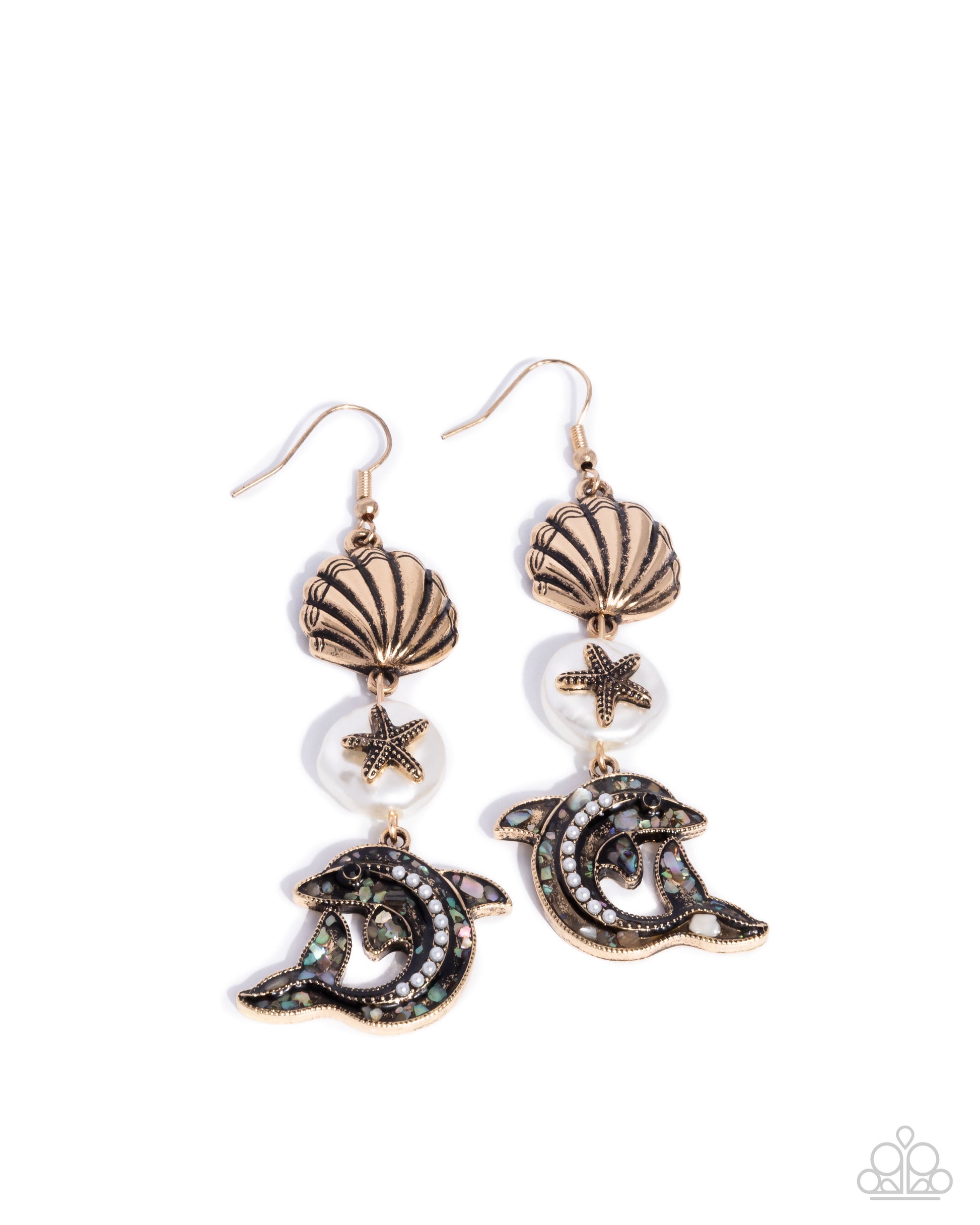 Delightful Dolphin - gold - Paparazzi earrings