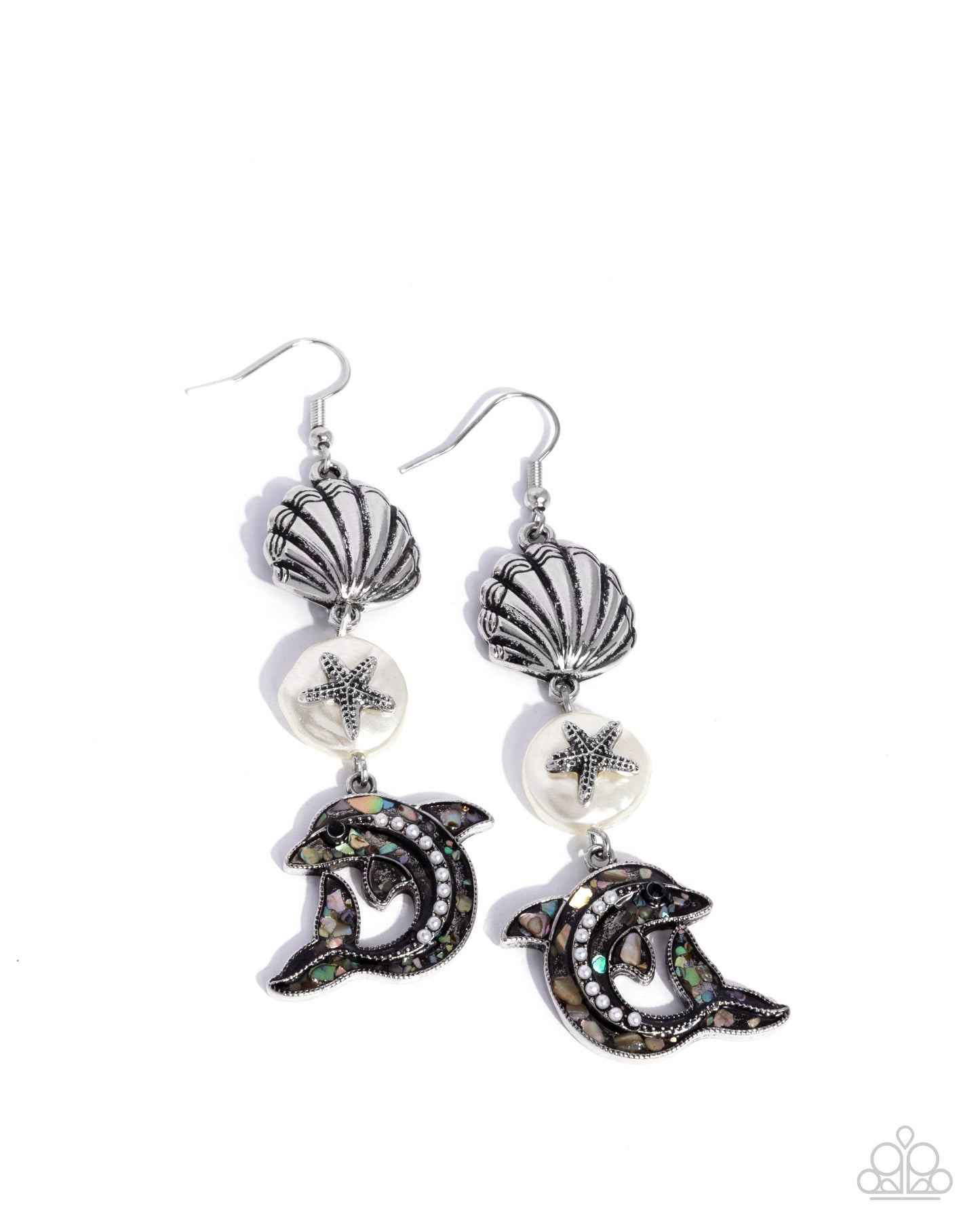Delightful Dolphin - white - Paparazzi earrings