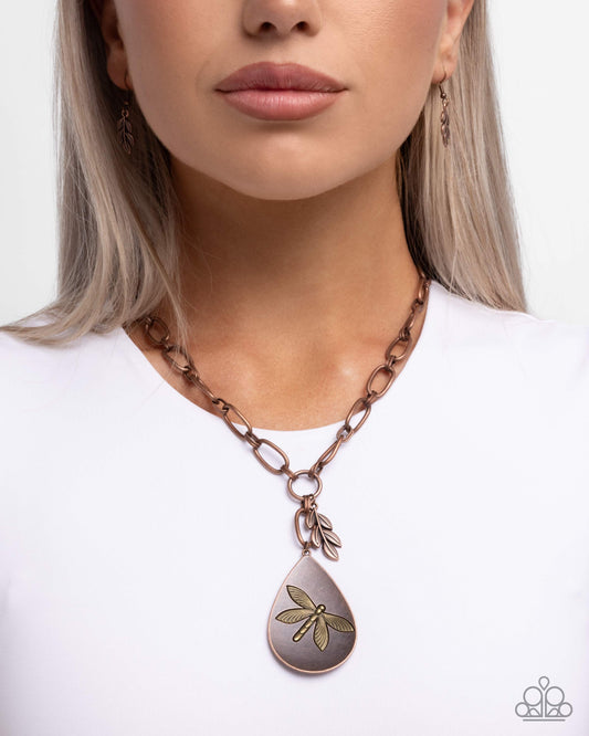 Deluxe Dragonfly - copper - Paparazzi necklace