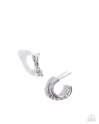 Deluxe Duo - silver - Paparazzi earrings