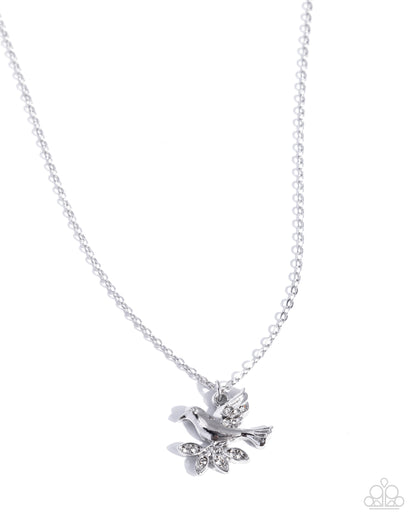 Detailed Dove - white - Paparazzi necklace