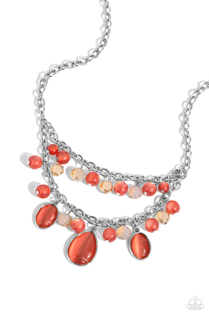 Dewy Disposition - orange - Paparazzi necklace