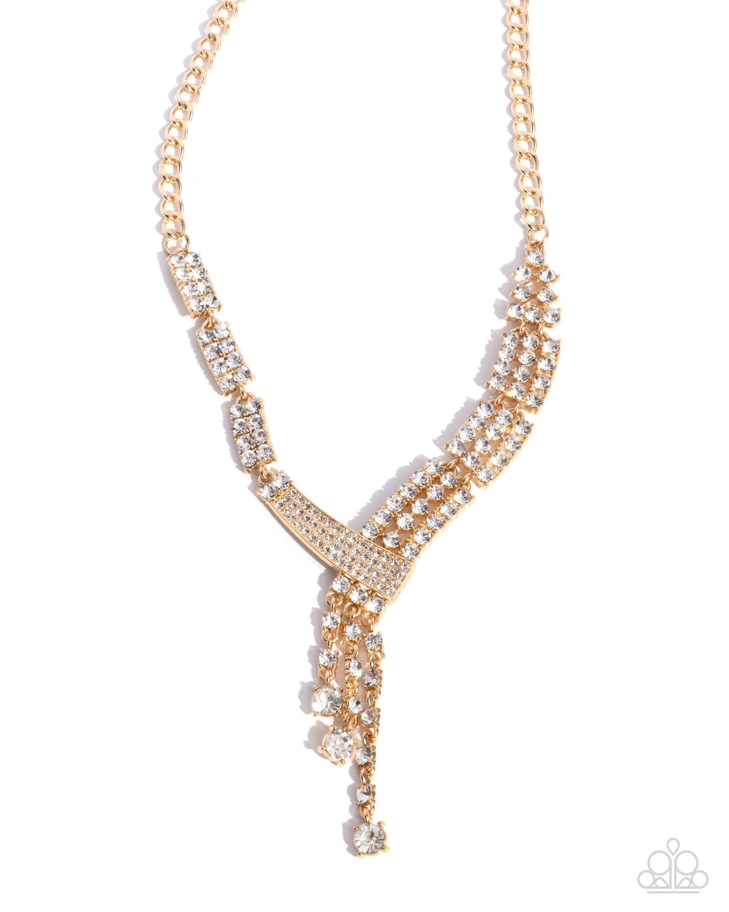 Diagonal Dazzle - gold - Paparazzi necklace