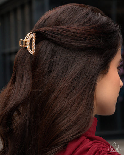 Directorial Delight - gold - Paparazzi hair clip
