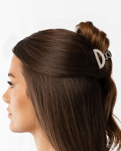 Directorial Delight - white - Paparazzi hair clip