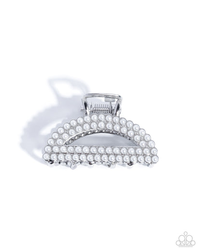 Directorial Delight - white - Paparazzi hair clip