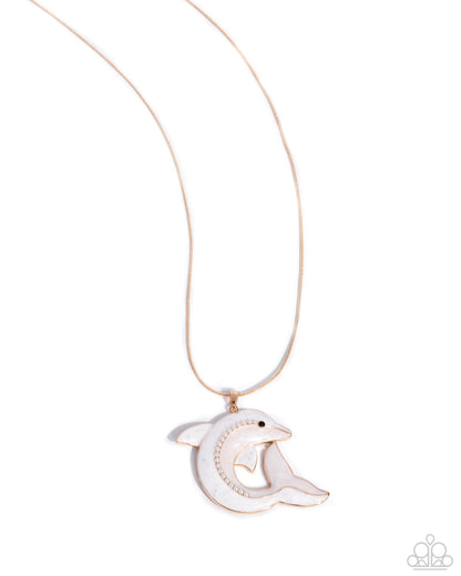 Dolphin Dive - gold - Paparazzi necklace