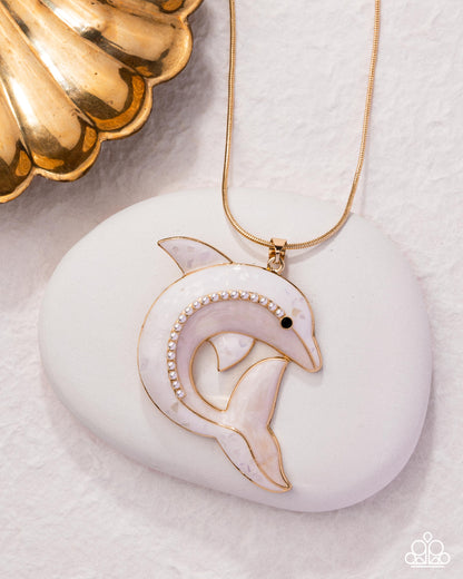 Dolphin Dive - gold - Paparazzi necklace