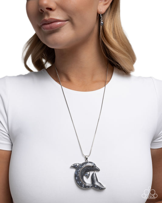 Dolphin Dive - silver - Paparazzi necklace