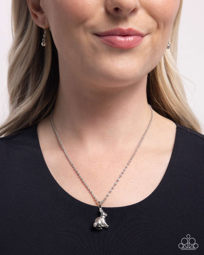 Dont Worry, Be HOPPY - silver - Paparazzi necklace