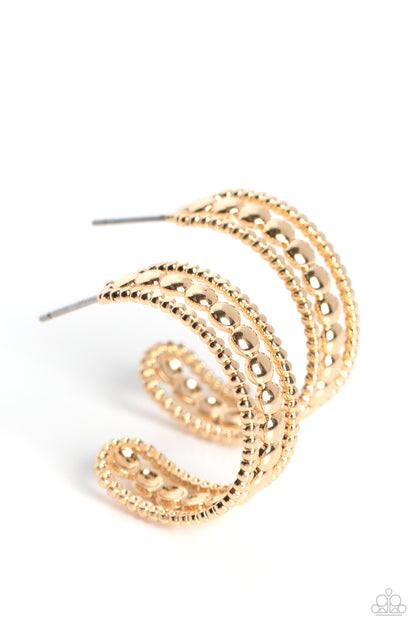 Dotted Darling - gold - Paparazzi earrings